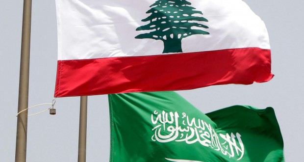 The Saudi and Lebanese flags